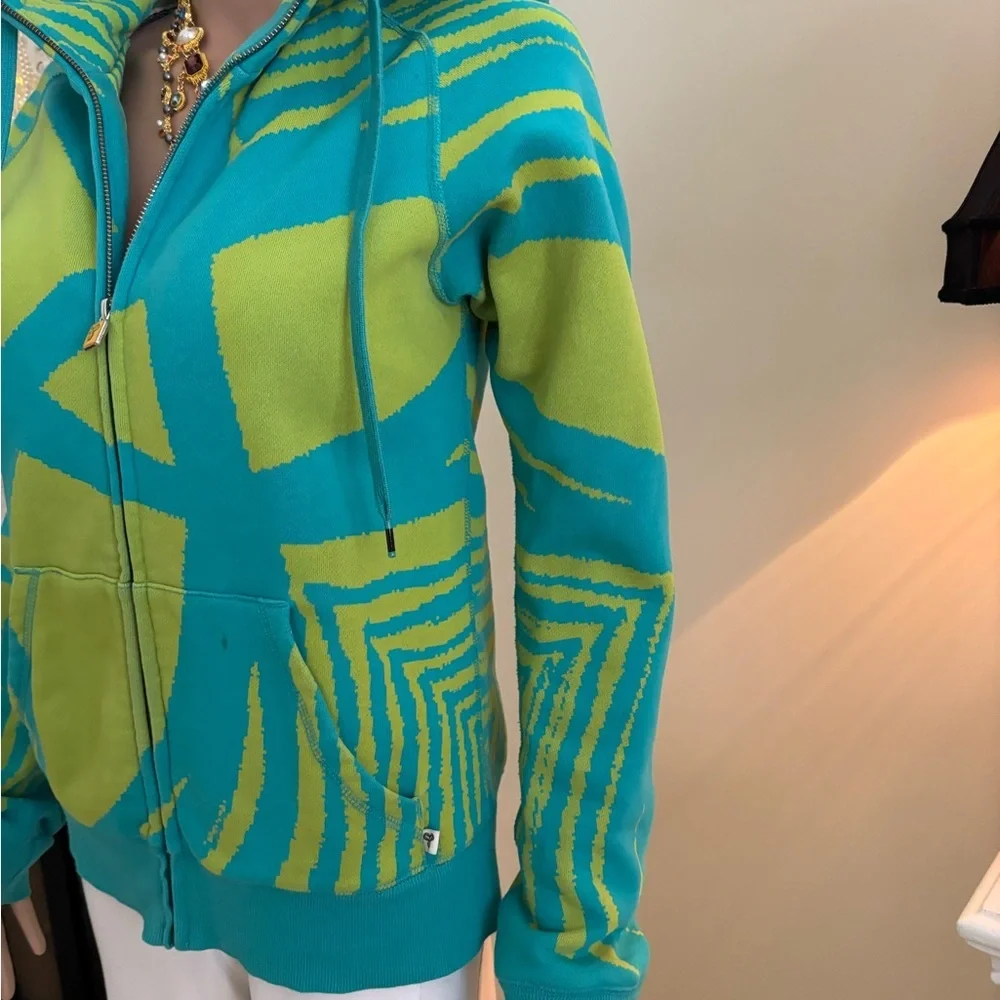 Vibrant Teal and Lime Green Hoodie - Picture 6 of 16
